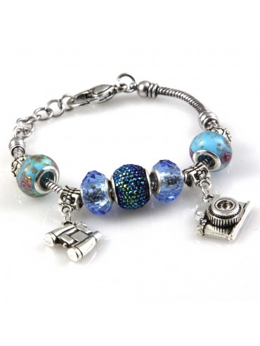 bracciale donna con beads e ciondoli in ceramica cristallo e swarovski