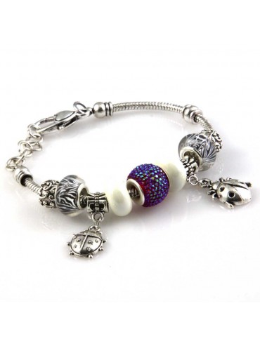 bracciale donna con beads e ciondoli in ceramica cristallo e swarovski