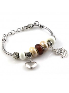 bracciale donna con beads e ciondoli in ceramica cristallo e swarovski