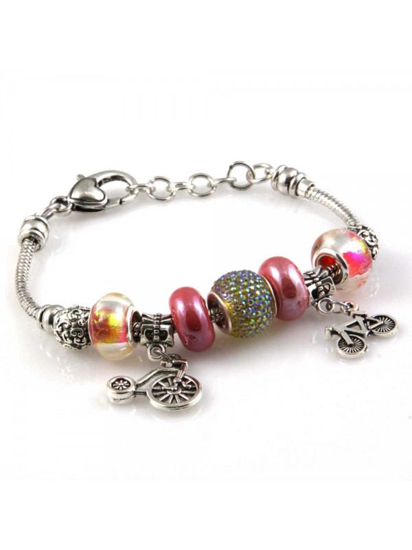 bracciale donna con beads e ciondoli in ceramica cristallo e swarovski