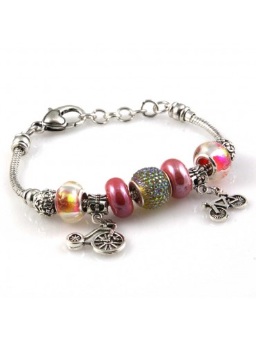 bracciale donna con beads e ciondoli in ceramica cristallo e swarovski