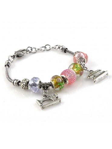 bracciale donna con beads e ciondoli in ceramica cristallo e swarovski