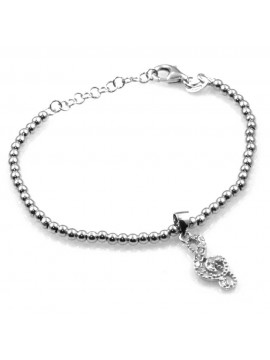 bracciale con chiave di sol violino ciondolo pendente in argento 925 e strass