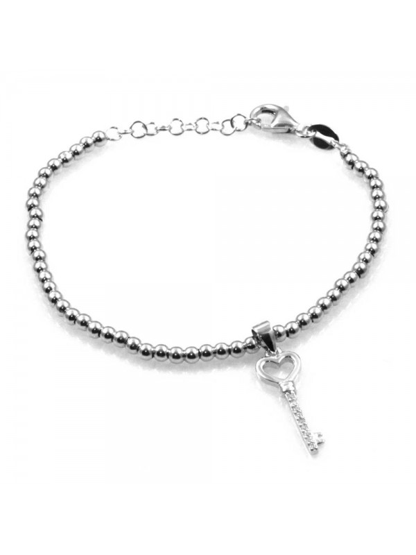 bracciale con chiave ciondolo pendente in argento 925 e strass