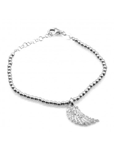 bracciale con ala ciondolo pendente in argento 925 e strass