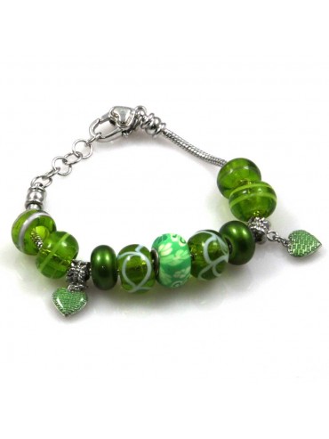 bracciale da donna in acciaio con elementi in cristallo ceramica e ciondoli pendenti