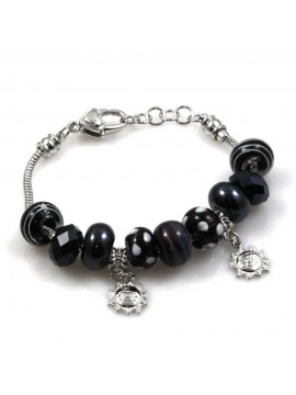 bracciale da donna in acciaio con elementi in cristallo ceramica e ciondoli pendenti