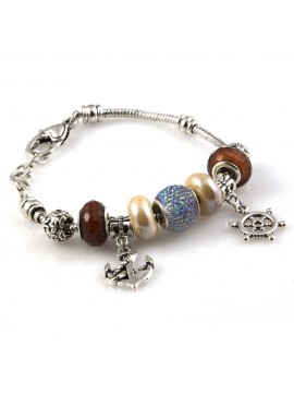 bracciale donna con beads e ciondoli in ceramica cristallo e swarovski