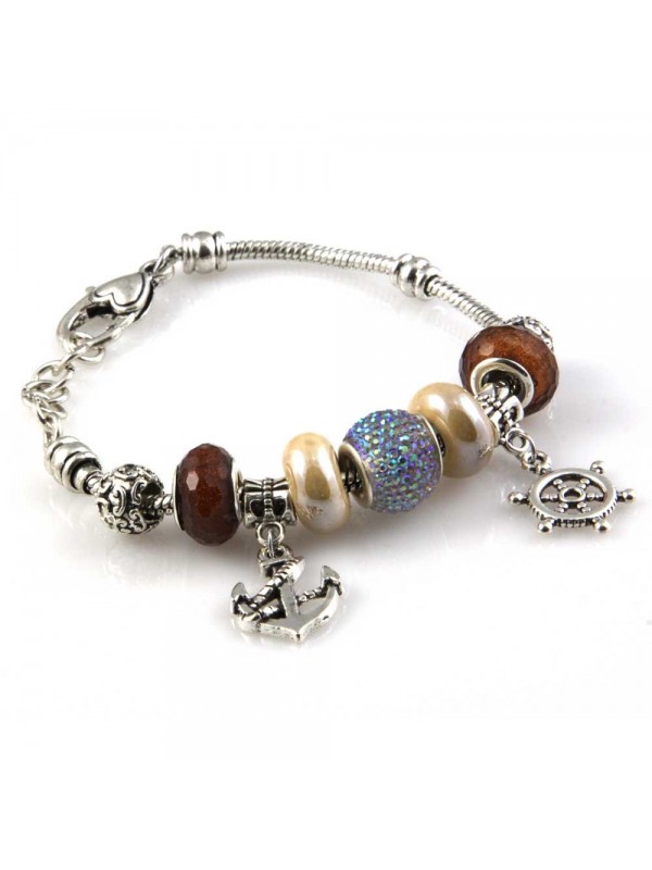 bracciale donna con beads e ciondoli in ceramica cristallo e swarovski