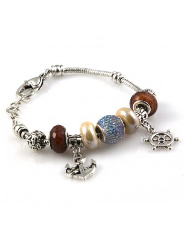 bracciale donna con beads e ciondoli in ceramica cristallo e swarovski