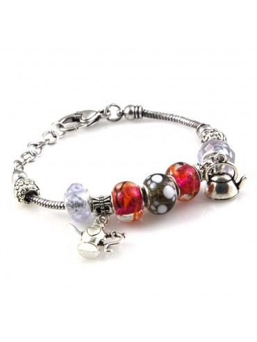 bracciale donna con beads e ciondoli in ceramica cristallo e swarovski