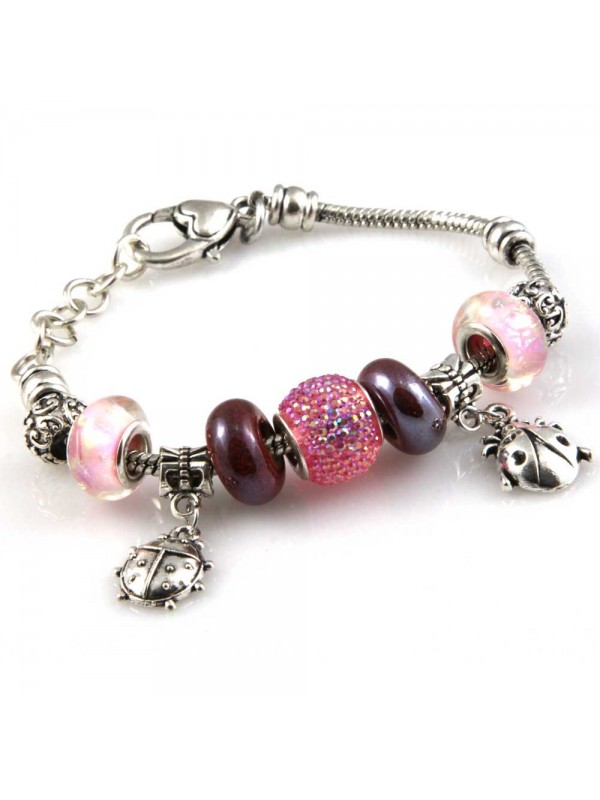 bracciale donna con beads e ciondoli in ceramica cristallo e swarovski