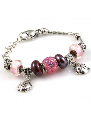bracciale donna con beads e ciondoli in ceramica cristallo e swarovski