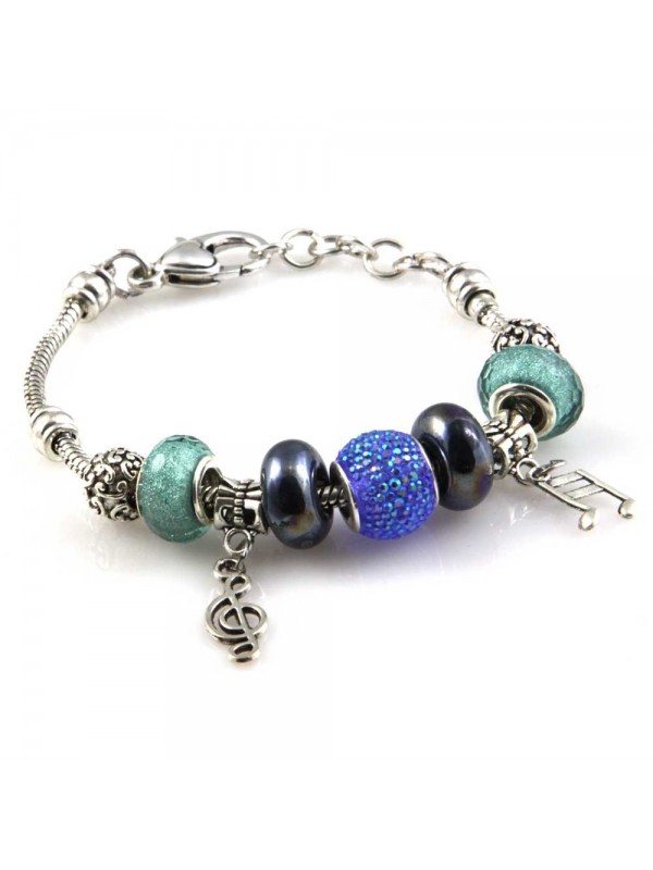 bracciale donna con beads e ciondoli in ceramica cristallo e swarovski