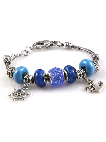 bracciale donna con beads e ciondoli in ceramica cristallo e swarovski