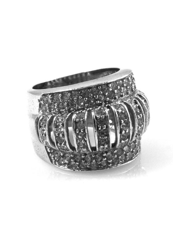 Anello donna in argento con strass