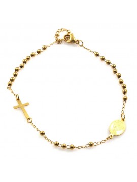 bracciale rosario dorato in acciaio