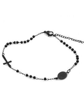 bracciale rosario in acciaio galvanica nera