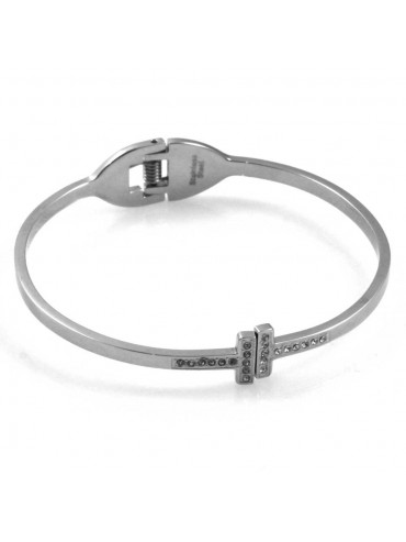 bracciale in acciaio e strass rigido donna