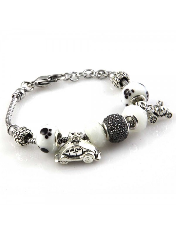 bracciale donna con beads e ciondoli in ceramica cristallo e swarovski