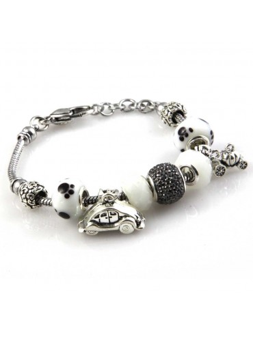 bracciale donna con beads e ciondoli in ceramica cristallo e swarovski