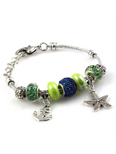 bracciale donna con beads e ciondoli in ceramica cristallo e swarovski