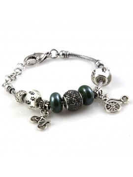 bracciale donna con beads e ciondoli in ceramica cristallo e swarovski