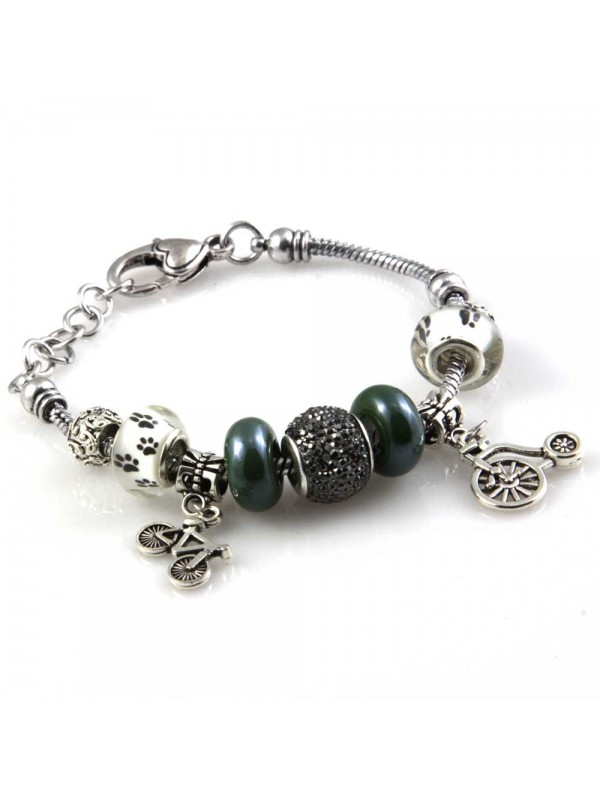 bracciale donna con beads e ciondoli in ceramica cristallo e swarovski