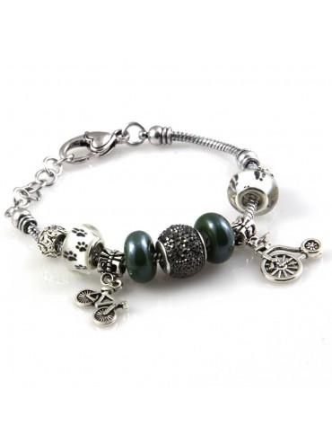 bracciale donna con beads e ciondoli in ceramica cristallo e swarovski