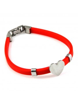 bracciale donna con cuore in acciaio e caucciu personalizzabile con incisione