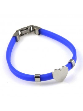 bracciale donna con cuore in acciaio e caucciu personalizzabile con incisione
