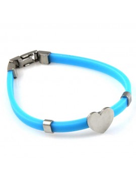 bracciale donna con cuore in acciaio e caucciu personalizzabile con incisione