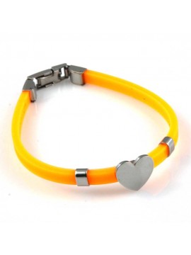 bracciale donna con cuore in acciaio e caucciu personalizzabile con incisione
