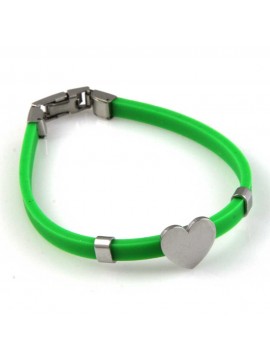 bracciale donna con cuore in acciaio e caucciu personalizzabile con incisione