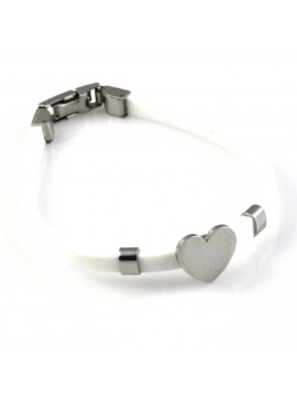 bracciale donna con cuore in acciaio e caucciu personalizzabile con incisione