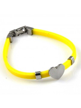 bracciale donna con cuore in acciaio e caucciu personalizzabile con incisione