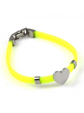 bracciale donna con cuore in acciaio e caucciu personalizzabile con incisione