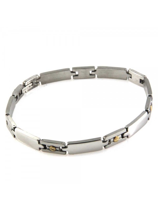 bracciale in acciaio con elementi in oro 18 kt uomo donna