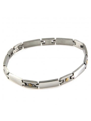 bracciale in acciaio con elementi in oro 18 kt uomo donna