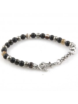 bracciale con ancora e pietre dure uomo donna in acciaio inossidabile particolarissimo