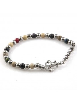 bracciale con ancora e pietre dure uomo donna in acciaio inossidabile particolarissimo