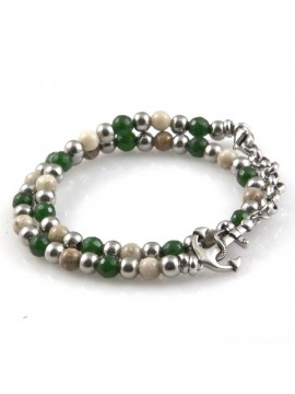 bracciale collana con ancora e pietre dure uomo donna in acciaio inossidabile