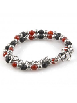 bracciale collana con ancora e pietre dure uomo donna in acciaio inossidabile
