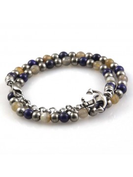 bracciale collana con ancora e pietre dure uomo donna in acciaio inossidabile