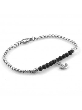 bracciale con ancora in acciaio e pietre dure uomo donna