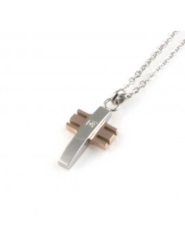collana con croce ciondolo pendente in acciaio da uomo