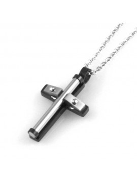 collana con croce ciondolo pendente in acciaio da uomo