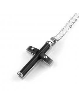 collana con croce ciondolo pendente in acciaio da uomo