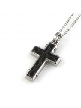 collana con croce ciondolo pendente in acciaio da uomo