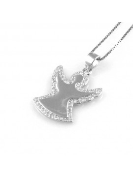 collana angelo ciondolo in argento 925 e strass zirconi gioiello donna